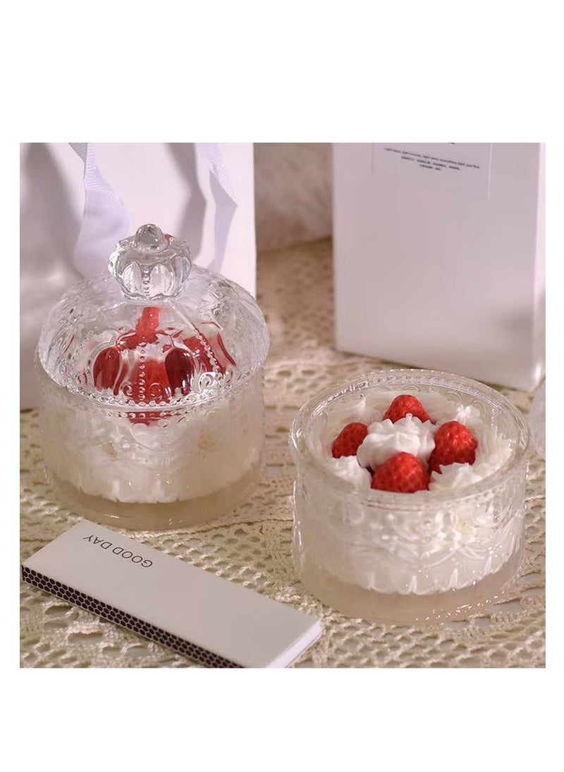 Fianser Candles Handmade Strawberry Cake Home Scented Fragrance Aromatherapy 15 Hours Gift Wax Natural Soy Glass Jar Stress Relief Luxury Wedding Bathroom Birthday Yoga Anniversary  - Image 2
