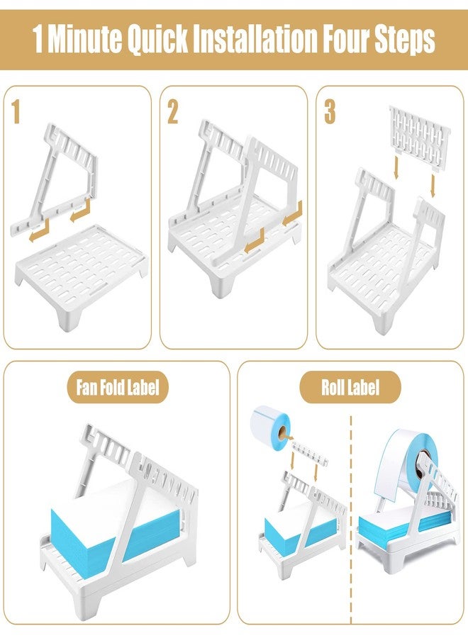 Ctemnpho Large Label Holder for Rolls & Fan-Fold Label Basket Stand for Desktop Printer (White, Large) - Image 2
