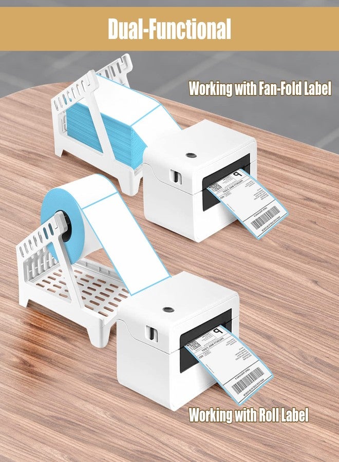 Ctemnpho Large Label Holder for Rolls & Fan-Fold Label Basket Stand for Desktop Printer (White, Large) - Image 5
