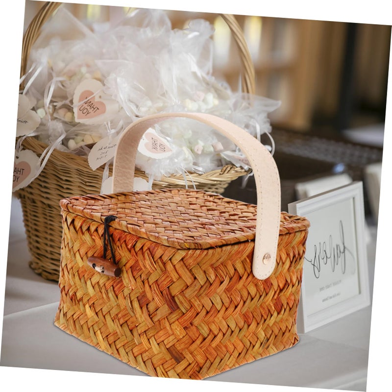 Natural Woven Storage Basket with Handle for Nursery Bedroom Living Room and Kitchen - Image 3