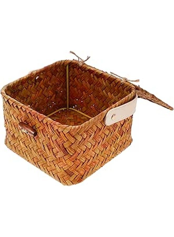 Natural Woven Storage Basket with Handle for Nursery Bedroom Living Room and Kitchen - Image 1