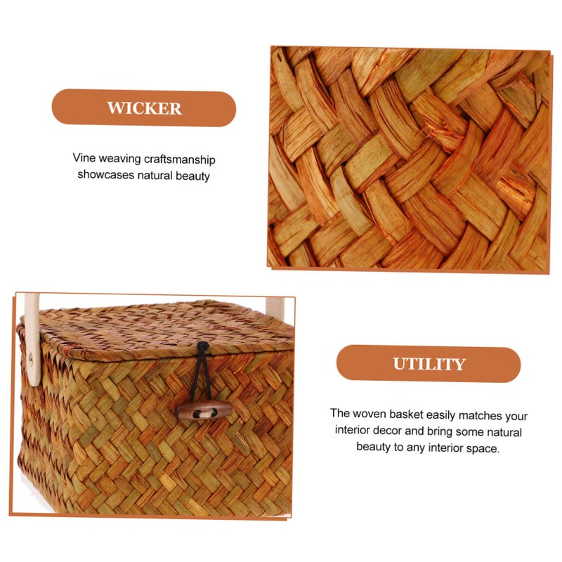 Natural Woven Storage Basket with Handle for Nursery Bedroom Living Room and Kitchen - Image 4