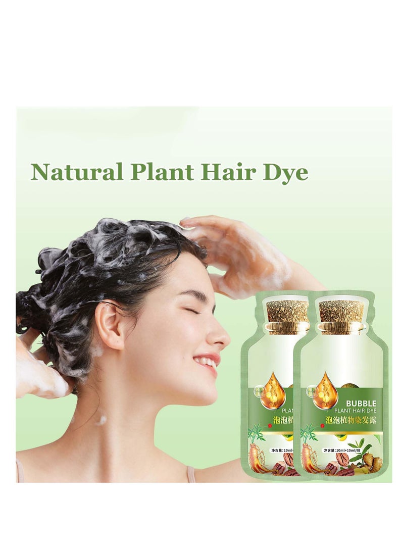 SYOSI Natural Plant Hair Dye, 20ml 10Packs/Box Botanical Bubble Plant Hair Dye, Hair Dye for Hair Coverage, Natural Plant Hair Dye Shampoo, Fruitcolor Hair Dyeing Cream, for Women Men (Chestnut Brown) - Image 2