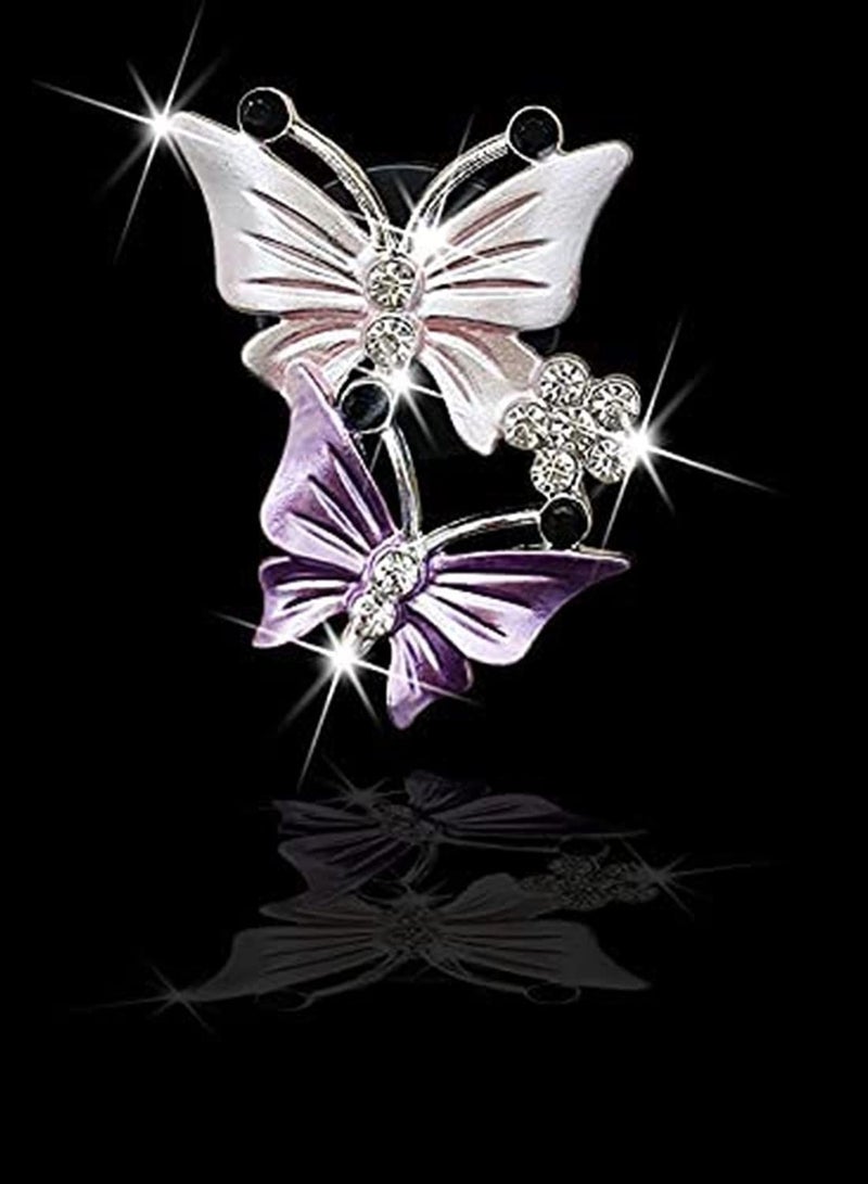 KASTWAVE Pink Butterfly Car Clips Lovely Dual Butterfly Car Air Outlet Freshener Clip Aroma Diffuser Decor Bling Interior Accessories Car Bling Decoration Gift for Women Girl - Image 5