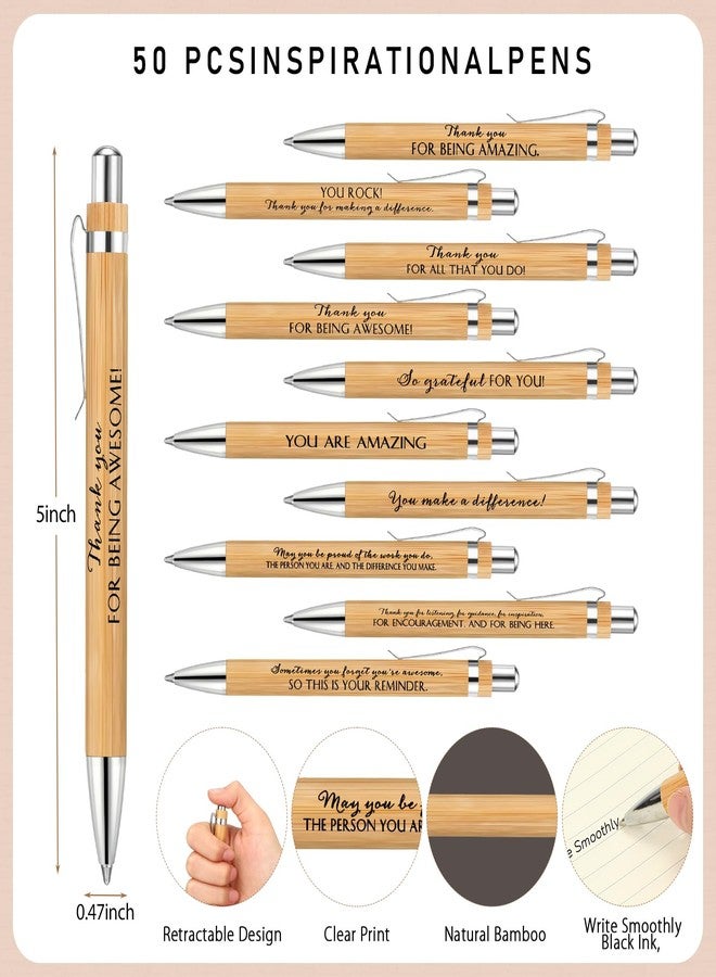 Honoson 50 Set End of Year Teacher Appreciation Gifts Bulk Inspirational Notebook with Sticky Note and Bamboo Pen Set Coworker Thank You Gifts for Employee Team Staff Office Group (Kraft) - Image 3