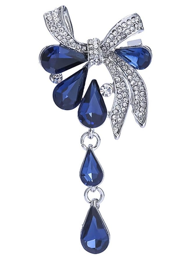يو بيلا بروشات أنيقة مطلية بالفضة من مجوهرات يوبيللا الكريستالية للنساء (أزرق) (YB_Brooch_98) - Image 1