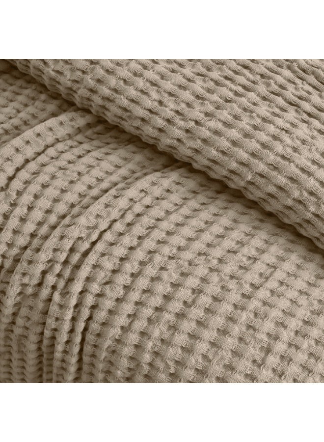 ريلاكس كوفرته قطنية مصرية بنمط الوافل، فائقة النعومة وخفيفة الوزن بتصميم منسوج أنيق، مقاس كينج 255 × 225 سم، لون كافيه - Image 2
