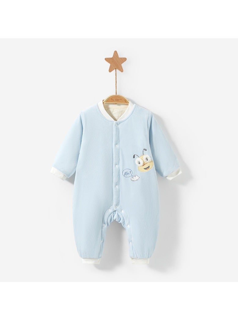 xozgdovg Baby onesie Autumn and winter men and women new warm plus thick cotton clothing suit full moon clothes baby winter 80cm blue 