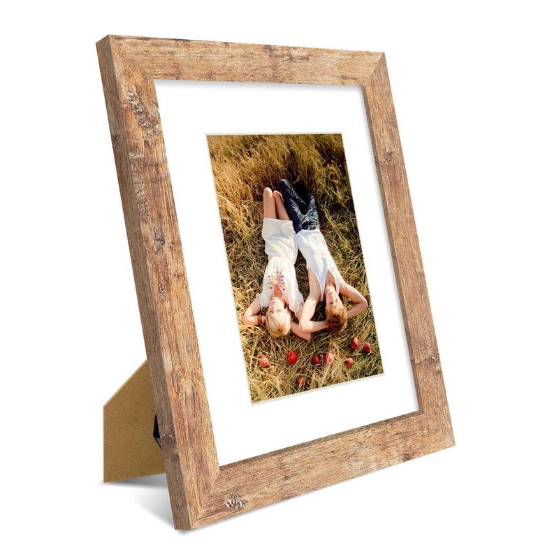 iRahmen 8x10 Picture Frame 2 Pack  Real Glass and Brown Photo Frame  Display Pictures 5x7 with Mat or 8 x 10 without Mat for Tabletop or Wall Mounting - Image 2