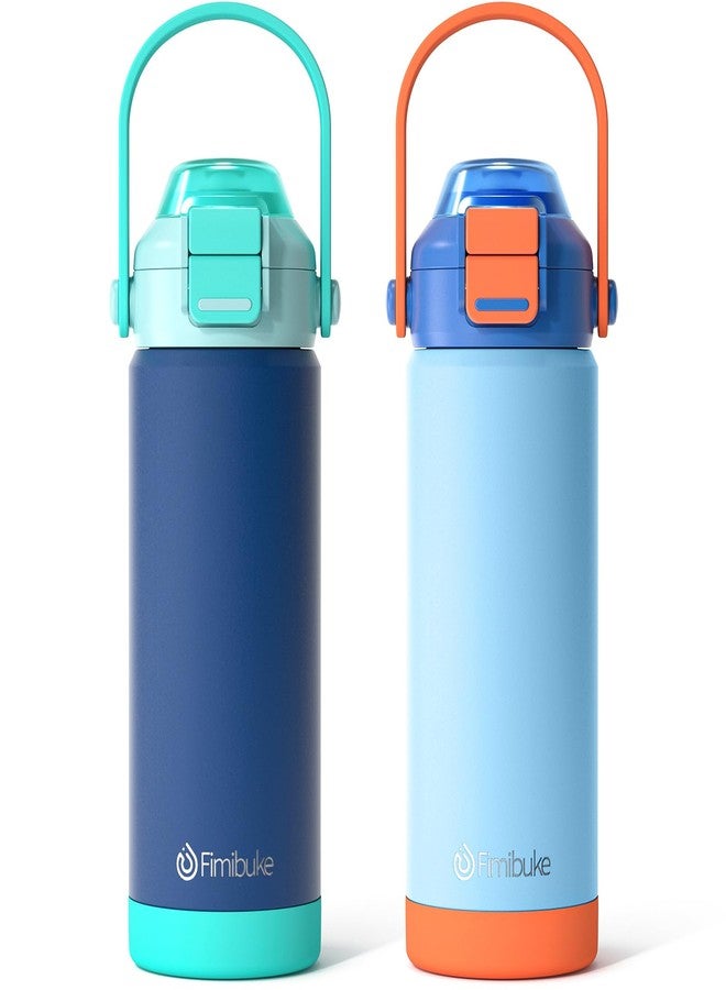 Fimibuke Kids Insulated Water Bottle with Pop-Open Straw & Spout 2-in-1 Lid, 18oz Leak Proof 18/8 Stainless Steel Vacuum Tumbler, BPA-Free Kids Cup For Travel School Boys Girls Toddler, 2 Packs Sea World - Image 1
