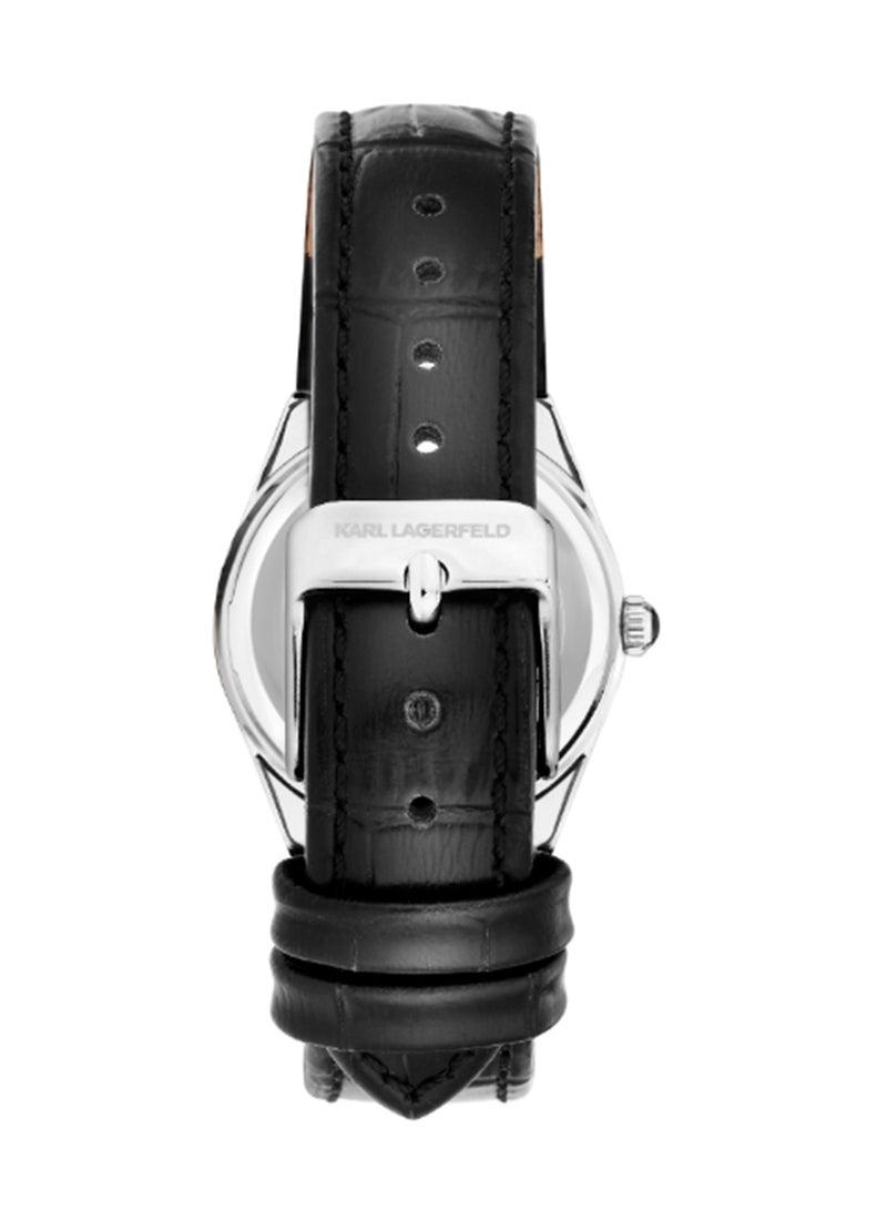 Karl Lagerfeld Women's 30MM Silver, Sunray Dial Black Leather Watch - R0551105501 - Image 3