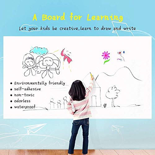 VG Self Adhesive Polyvinyl Chloride White Board Paper,Easy Peel and Stick Dry Erase Whiteboard For Classroom, Planning, Office, Kid Painting With 1 Water Pen (78.7" x 17.7") - Image 2