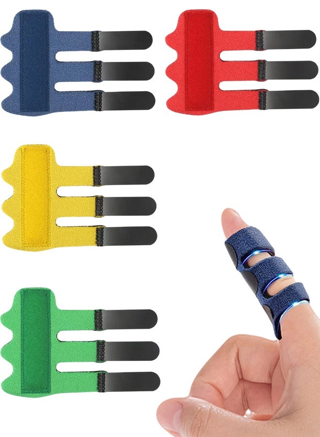 4 Pcs Upgraded Trigger Finger Splint & Brace Support, with 3 Adjustable Fixing Belts, Finger Straightener for Middle/Ring/Index/Pinky/Thumb, Fits Broken Finger, Straightening & Arthritis - Image 1