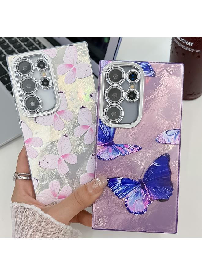 erorex Case For Samsung Galaxy A36 Plating Texture Butterfly TPU Phone Case with Glitter Lens Film - Image 3