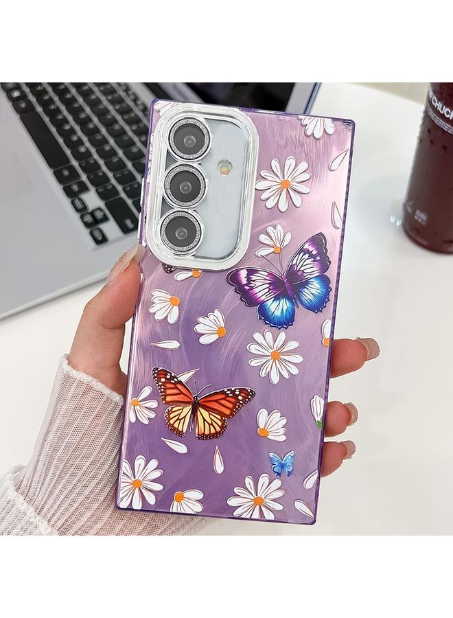 erorex Case For Samsung Galaxy A36 Plating Texture Butterfly TPU Phone Case with Glitter Lens Film - Image 1
