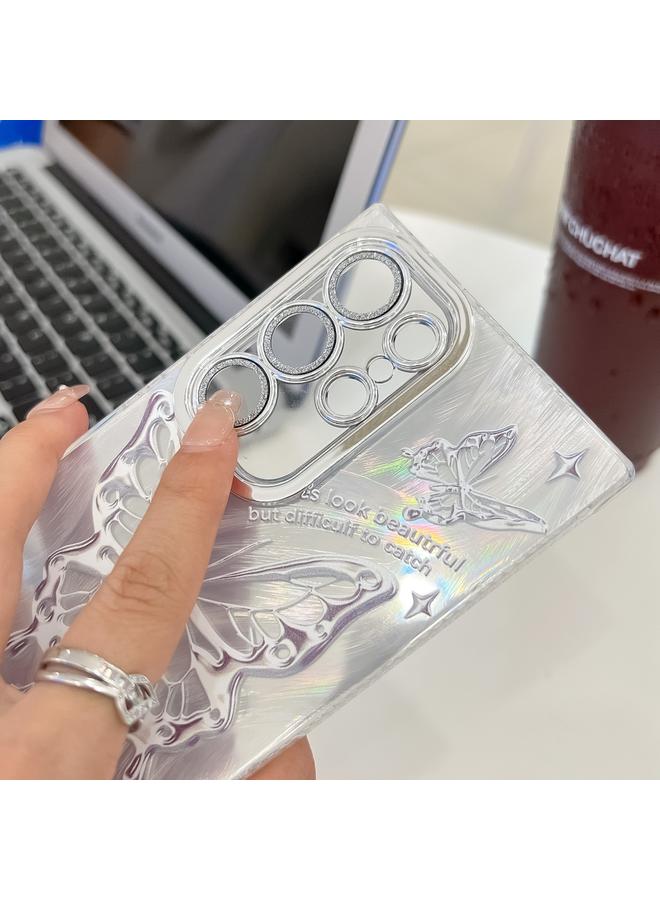 erorex Case For Samsung Galaxy A36 Plating Texture Butterfly TPU Phone Case with Glitter Lens Film - Image 5