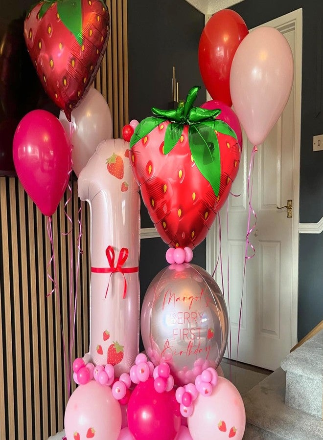 KHC-KHF Strawberry-Balloons Berry-Birthday-Balloon 6PCS 28inch Red Fruit Strawberry First Birthday Party Decorations Wedding Baby Shower Gender Reveal Supply - Image 4