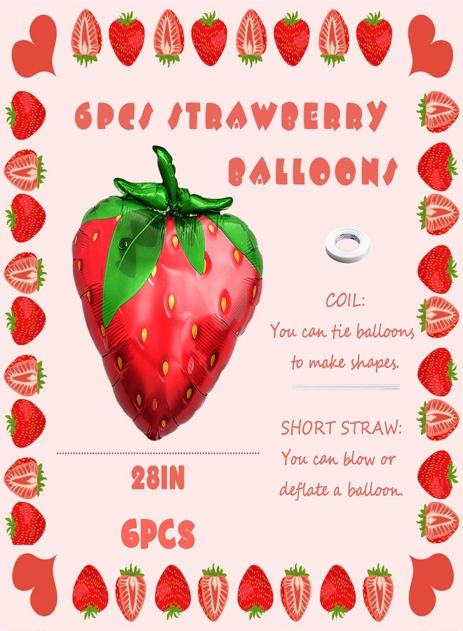 KHC-KHF Strawberry-Balloons Berry-Birthday-Balloon 6PCS 28inch Red Fruit Strawberry First Birthday Party Decorations Wedding Baby Shower Gender Reveal Supply - Image 3