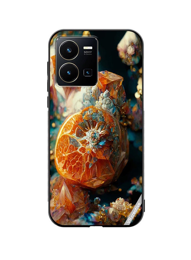 Protective Case Cover For Vivo Y35 Orange Paint Gel Balls Design Multicolour