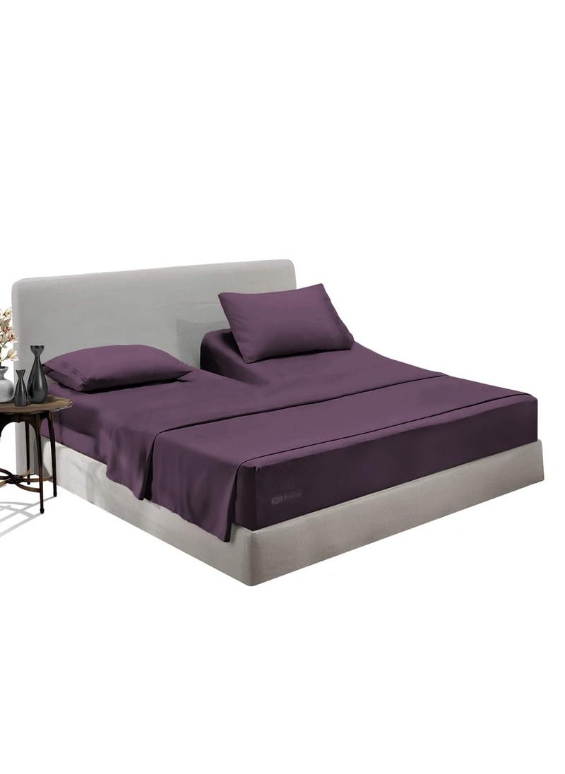 SGI bedding SGI bedding 32"" King Split Top Flex Head Sheet 100% Egyptian Cotton Sheet Set - 600 Thread Count Flex Top Sheet Adjustable Bed - 4 Piece Sheet Set 18"" Deep Pocket Sleep Number Bed - Plum Solid  - Image 1