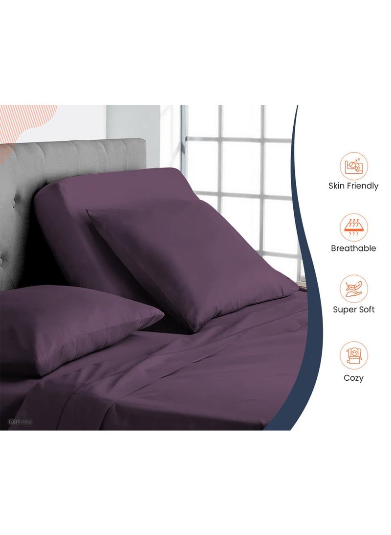 SGI bedding SGI bedding 32"" King Split Top Flex Head Sheet 100% Egyptian Cotton Sheet Set - 600 Thread Count Flex Top Sheet Adjustable Bed - 4 Piece Sheet Set 18"" Deep Pocket Sleep Number Bed - Plum Solid  - Image 4