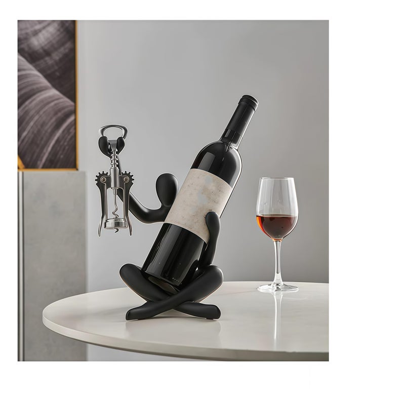 XINXUAN Modern Wine Bottle Holder, Resin Hollow-Out Design Decorative Wine Rack(Black) - Image 2