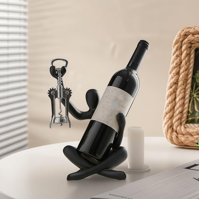 XINXUAN Modern Wine Bottle Holder, Resin Hollow-Out Design Decorative Wine Rack(Black) - Image 4