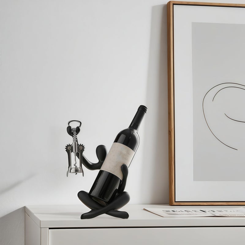 XINXUAN Modern Wine Bottle Holder, Resin Hollow-Out Design Decorative Wine Rack(Black) - Image 5