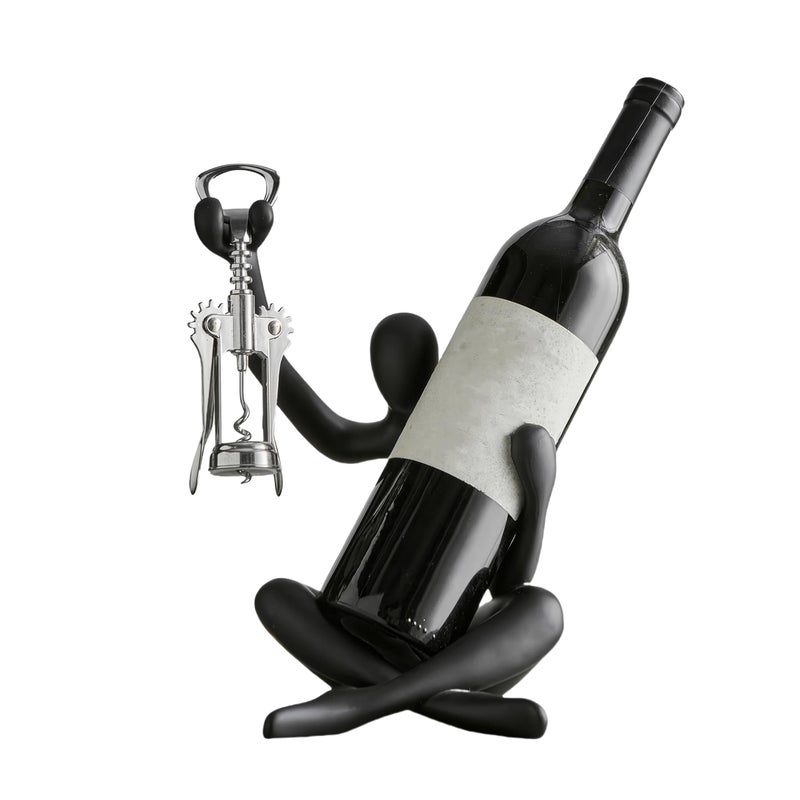 XINXUAN Modern Wine Bottle Holder, Resin Hollow-Out Design Decorative Wine Rack(Black) - Image 1