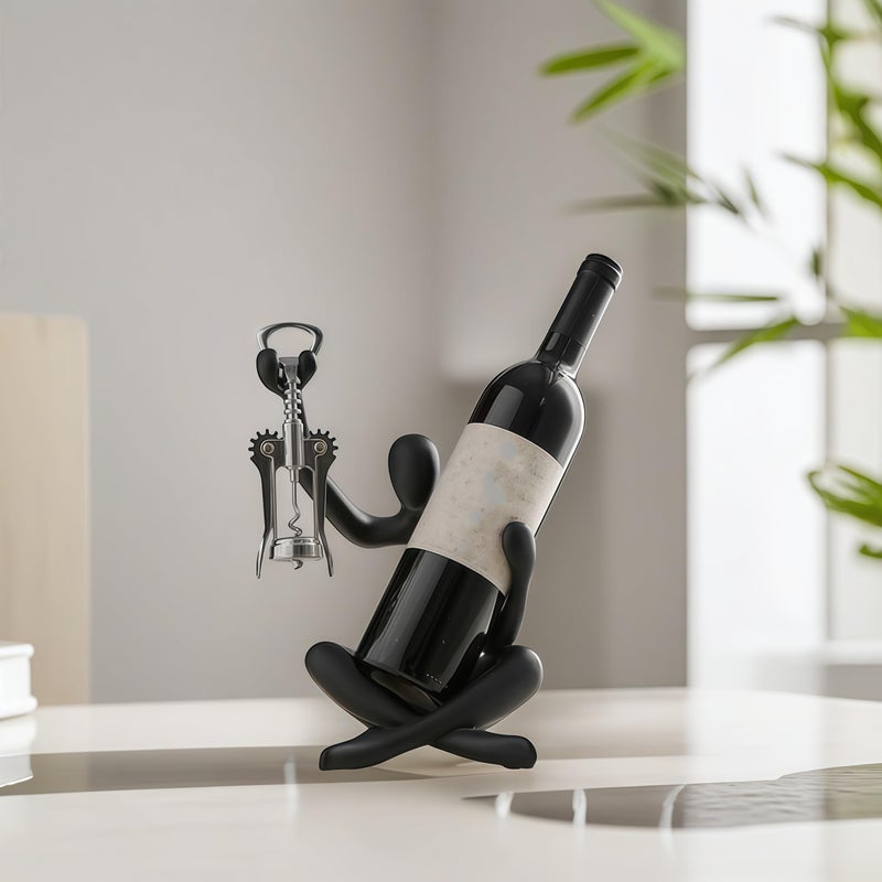XINXUAN Modern Wine Bottle Holder, Resin Hollow-Out Design Decorative Wine Rack(Black) - Image 3