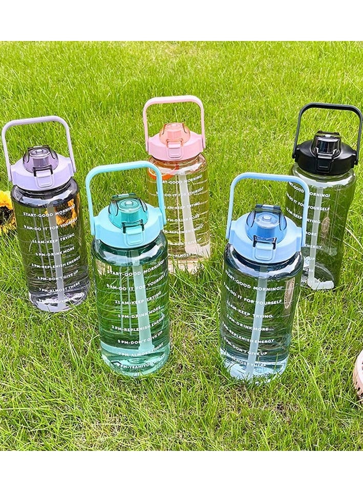 2L Motivational Water Bottle with Time Marker&Strawer- Leakproof, Large Water Jug for Home Office Fitness Gym (One Black) - Image 4