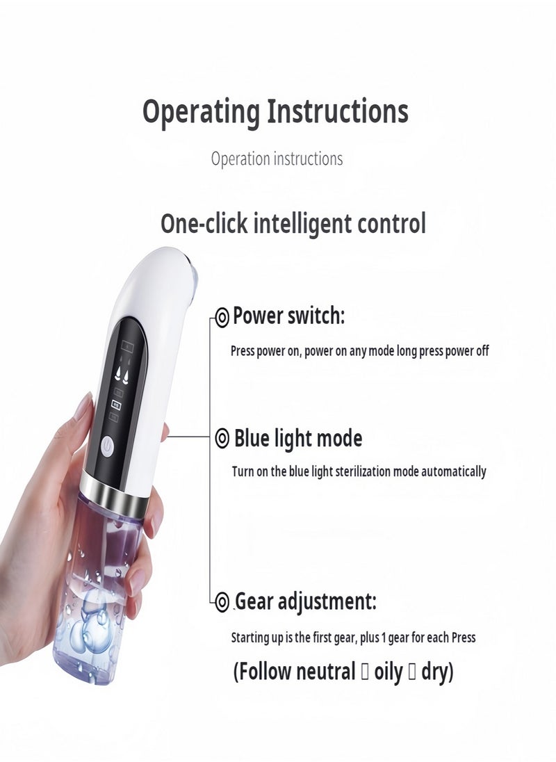 ANRIKKA Professional Blackhead Remover Vacuum for Face & Nose – Electric Pore Cleaner with Hot/Cold Compress, 3 Attachments, 2 Suction Modes, HydraFacial Kit – Acne & Whitehead Extractor Tool (Includes Blackhead Strips)  - Image 4