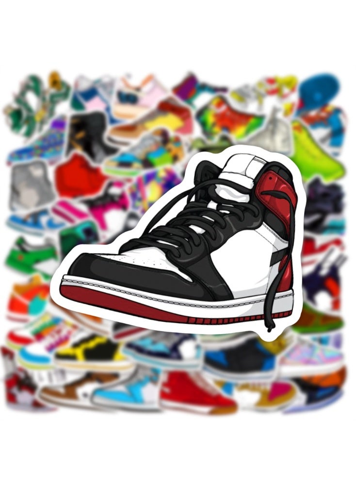 NIBEMINENT 50 Pcs Fashionable Sneakers Deco Kit Waterproof Stickers, High Definition Printing Bright Colors, Suitable for Laptop Skateboard Luggage Water Bottle Guitar DIY - Image 3