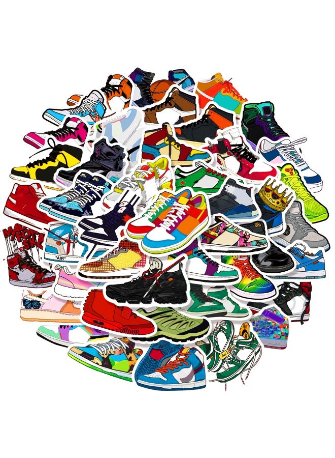 NIBEMINENT 50 Pcs Fashionable Sneakers Deco Kit Waterproof Stickers, High Definition Printing Bright Colors, Suitable for Laptop Skateboard Luggage Water Bottle Guitar DIY - Image 2