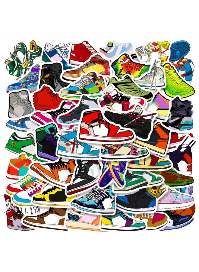 NIBEMINENT 50 Pcs Fashionable Sneakers Deco Kit Waterproof Stickers, High Definition Printing Bright Colors, Suitable for Laptop Skateboard Luggage Water Bottle Guitar DIY - Image 1
