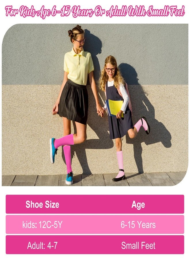 Tisancy 4 Pairs Kids Compression Socks 15-20 mmHg Knee Length Compression Stockings Travel Socks for Kids Childrens(Solid Style,Black, White, Pink, Rose Red) - Image 2