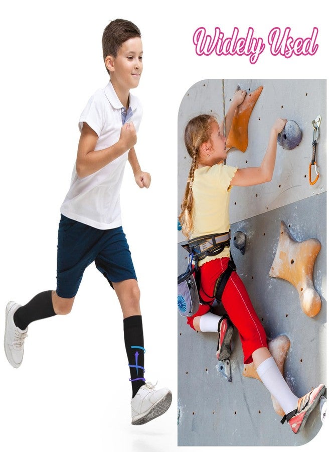 Tisancy 4 Pairs Kids Compression Socks 15-20 mmHg Knee Length Compression Stockings Travel Socks for Kids Childrens(Solid Style,Black, White, Pink, Rose Red) - Image 5