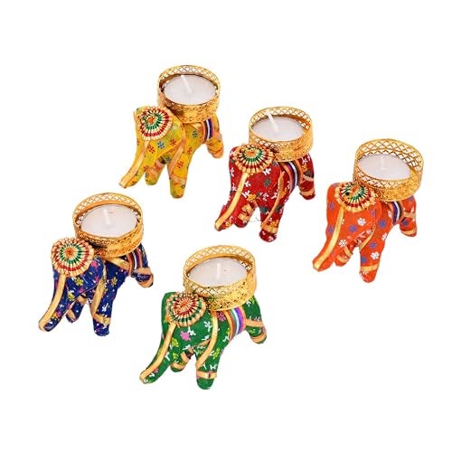 Pride Store Handcrafted Elephant Tealight Candle Multicolor Candles for Home Decoration Diwali Laxmi Poojan Elephant Tea Light Candle Holder Birthday Decor Diwali Decoration tealight Candles (Pack of 12) - Image 4