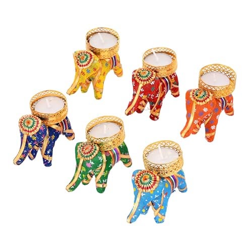 Pride Store Handcrafted Elephant Tealight Candle Multicolor Candles for Home Decoration Diwali Laxmi Poojan Elephant Tea Light Candle Holder Birthday Decor Diwali Decoration tealight Candles (Pack of 12) - Image 5