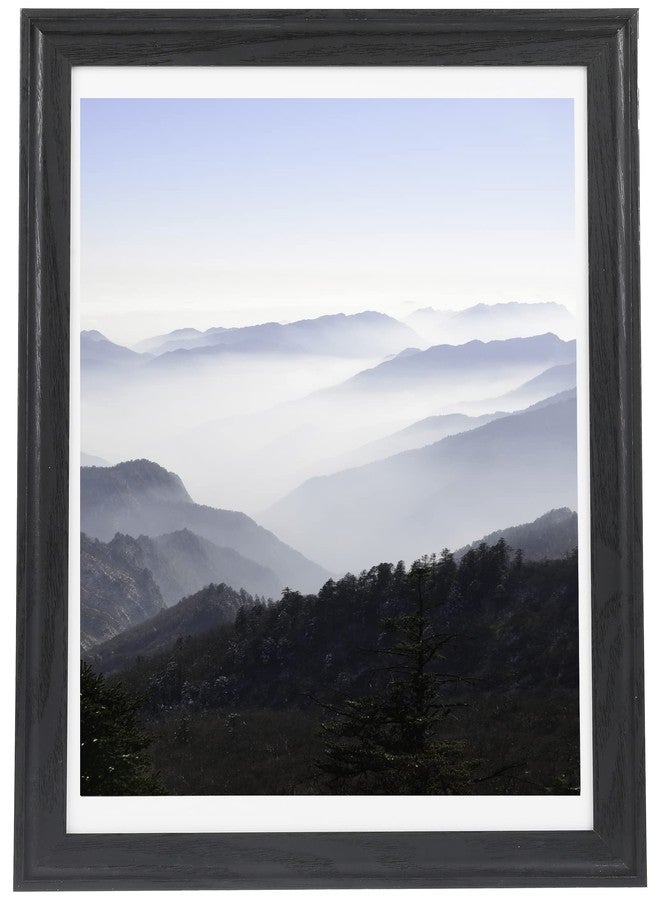 Medog Studio Gallery 12x16 Picture Frame Wood, Display Pictures 11x14 with Mat, Arc Ultra Edge Poster Frames - Image 1