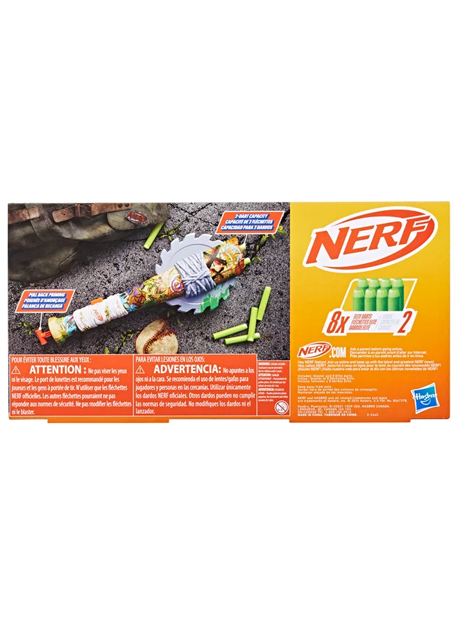 نيرف Nerf Zombie Strikeout Dart Blaster, 8 Nerf Elite Darts, Foam Blade, Pull Back Priming, Outdoor Games, Ages 8+