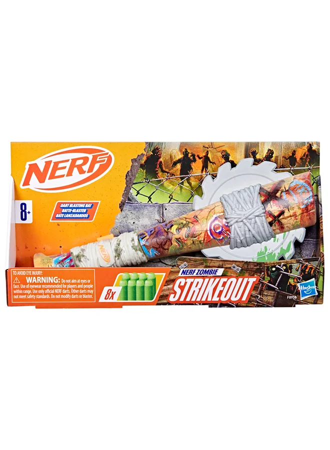 نيرف Nerf Zombie Strikeout Dart Blaster, 8 Nerf Elite Darts, Foam Blade, Pull Back Priming, Outdoor Games, Ages 8+