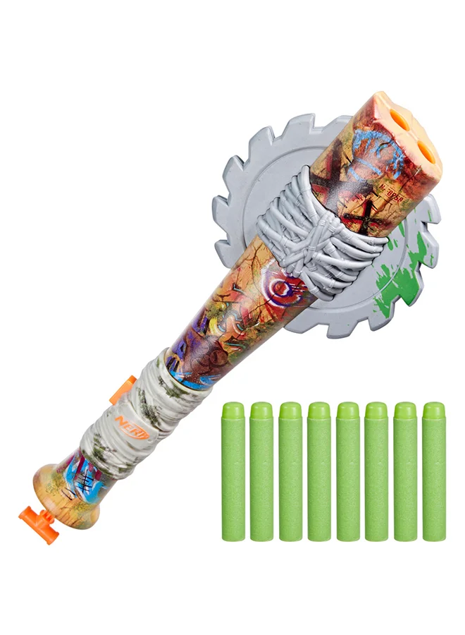 نيرف Nerf Zombie Strikeout Dart Blaster, 8 Nerf Elite Darts, Foam Blade, Pull Back Priming, Outdoor Games, Ages 8+