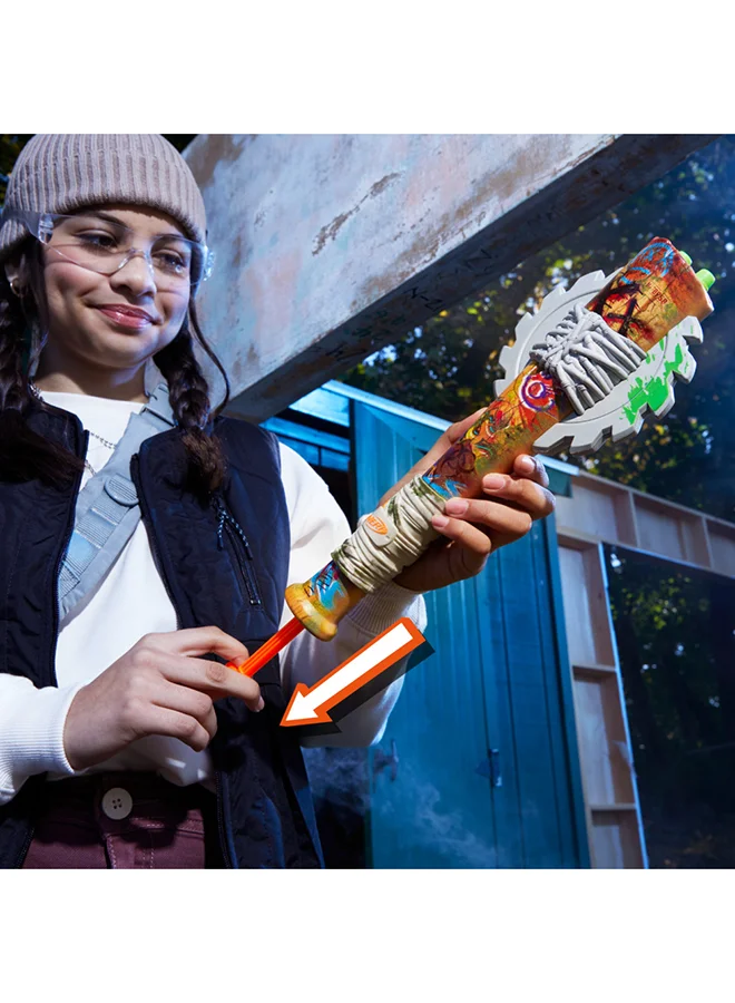 نيرف Nerf Zombie Strikeout Dart Blaster, 8 Nerf Elite Darts, Foam Blade, Pull Back Priming, Outdoor Games, Ages 8+