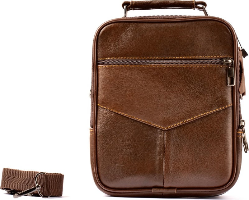 Derius Boss Steel Case Medium Size Brown Men's Hand and Shoulder Bag (Genuine Leather)  - Image 3