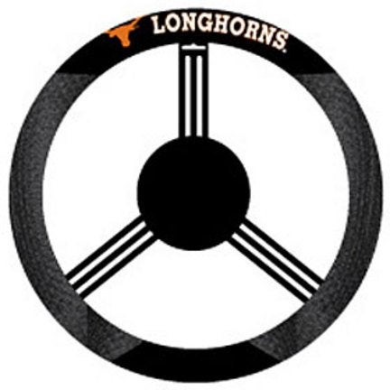 Fremont Die NCAA Texas Longhorns Poly-Suede Steering Wheel Cover, Fits Most Standard Size Steering Wheels, Black/Team Colors - Image 2