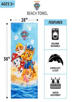 Franco Franco Kids Super Soft Cotton Bath/Pool/Beach Towel, 58 in x 28 in, Paw Patrol  - Image 3