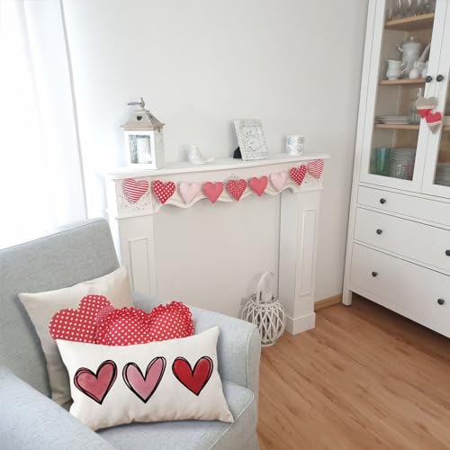 DFXSZ Valentines Day Pillow Covers 12x20 Pink Heart Valentines Day Pillows Winter Holiday Lumbar Pillow Covers 12x20 Outdoor Pillowcase for Home Decor - Image 2