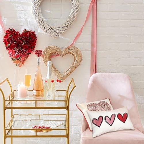 DFXSZ Valentines Day Pillow Covers 12x20 Pink Heart Valentines Day Pillows Winter Holiday Lumbar Pillow Covers 12x20 Outdoor Pillowcase for Home Decor - Image 3
