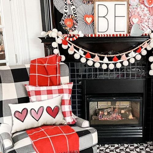 DFXSZ Valentines Day Pillow Covers 12x20 Pink Heart Valentines Day Pillows Winter Holiday Lumbar Pillow Covers 12x20 Outdoor Pillowcase for Home Decor - Image 4